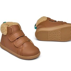 Ten Little Chestnut Brown Furry High Tops in Toddler Girl’s Size 6